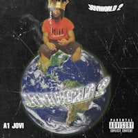 a man sitting on top of a globe with a crown on his head